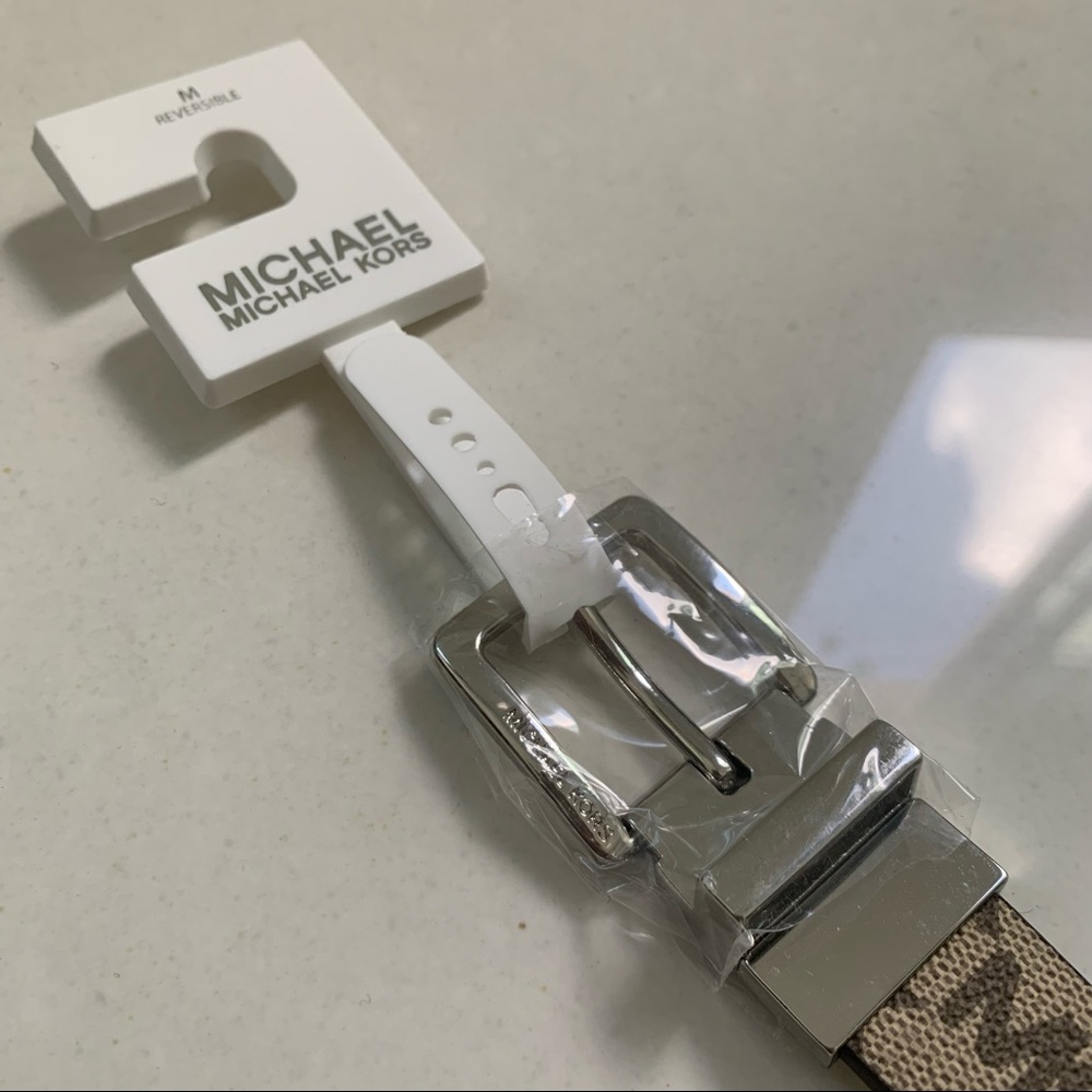 Michael Kors MK Monogram Reversible Leather Belt, Size M, NWT - Picture 8 of 13